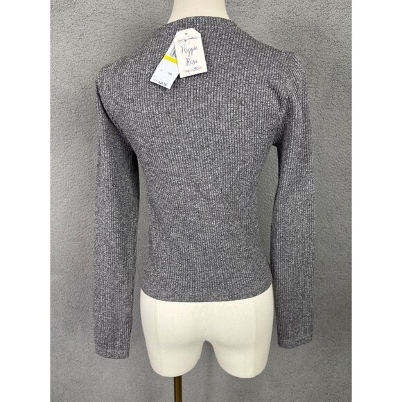 Hippie Rose Juniors' Ribbed Knit Long Sleeve Seamless Sweater Gray Medium NWT's - Picture 5 of 8